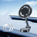 Car mobile phone holder with flexible clip and 360-degree rotation bracket in black or silver