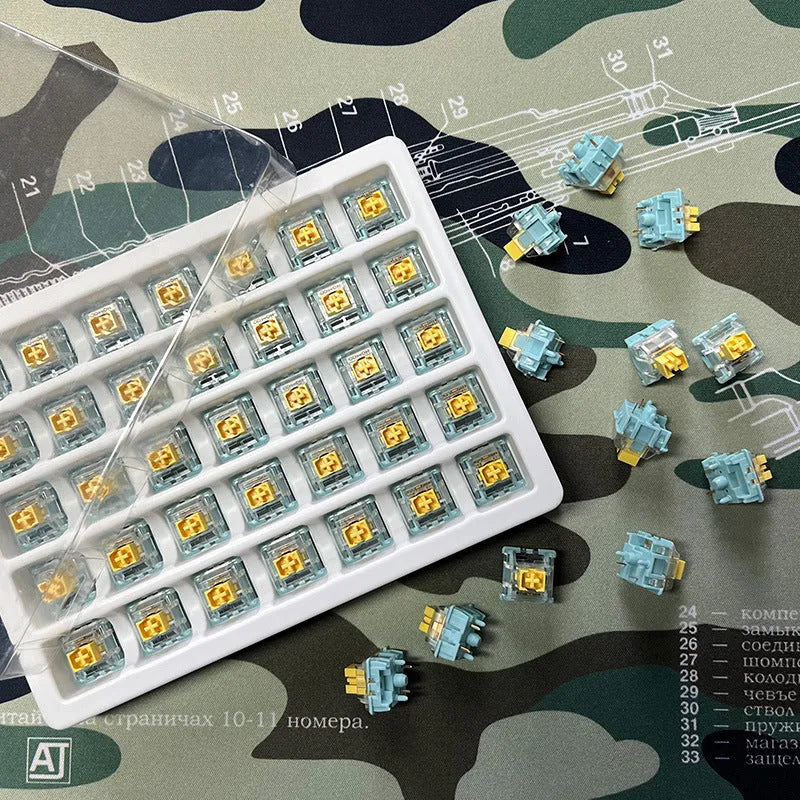 Tiger Mo Sea Salt Lemon PRO Mute mechanical keyboard switches in 36-piece pack for keyboard upgrades
