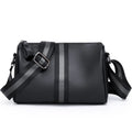 Black genuine leather one-shoulder crossbody bag with large capacity