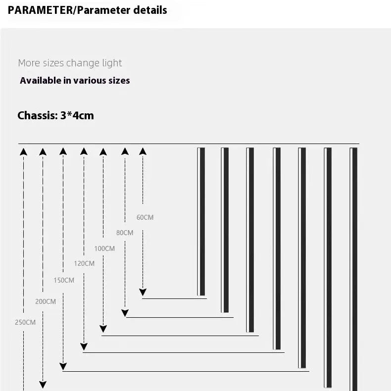 80 cm black aluminium strip LED wall lamp with touch control for three light colours