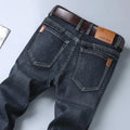 Summer thin men's cotton straight slim stretch casual trousers in 816 blue with mid waist