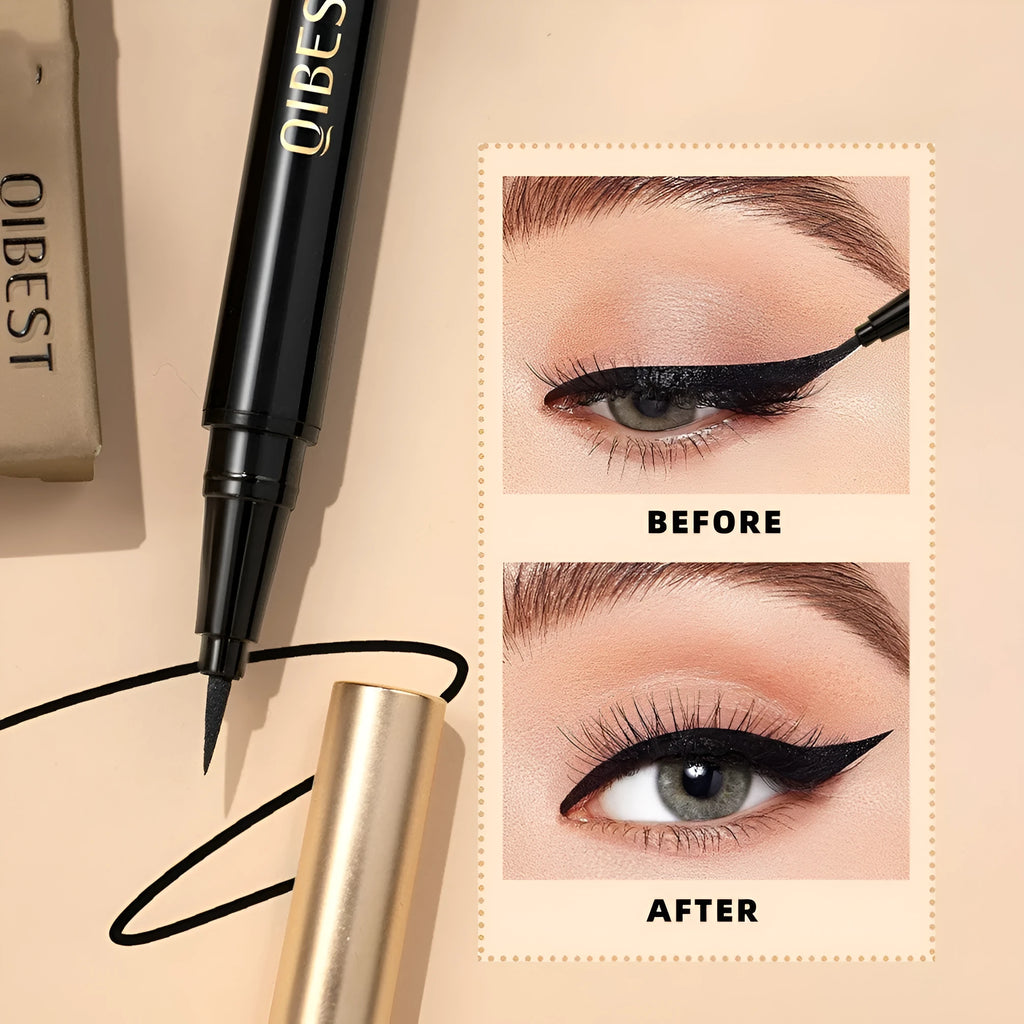 Black liquid eyeliner pen with waterproof smudge-proof quick-drying formula