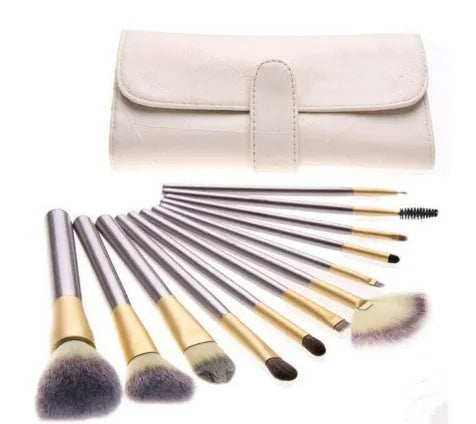 Persian make-up brush set with rice white bristles and champagne-colour handles in three quantity options