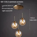 Nordic style round ball glass chandelier ceiling light with clear glass shades.