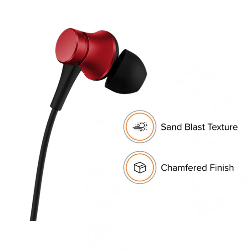 Piston wired in-ear headphones with 3.5mm gold-plated plug in black, blue, or red colour options