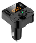 Black BT36B car MP3 Bluetooth player with 1.1-inch screen for cigarette lighter socket.