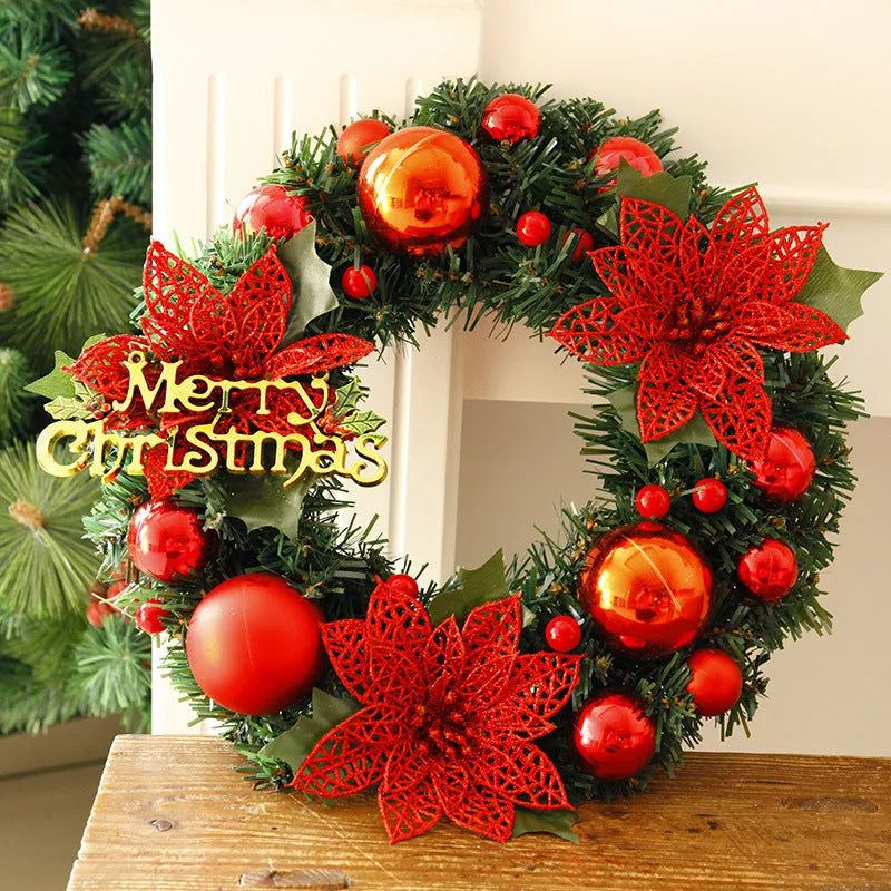 30cm multicolour plastic Christmas wreath for door decoration in six colour options