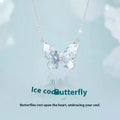 Women's 925 silver necklace with detailed butterfly pendant on O-ring chain, adjustable 41-50cm length