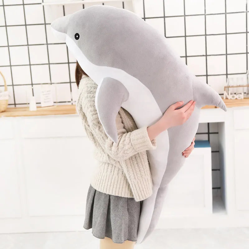 Crystal super soft dolphin plush toy in blue with PP cotton filling
