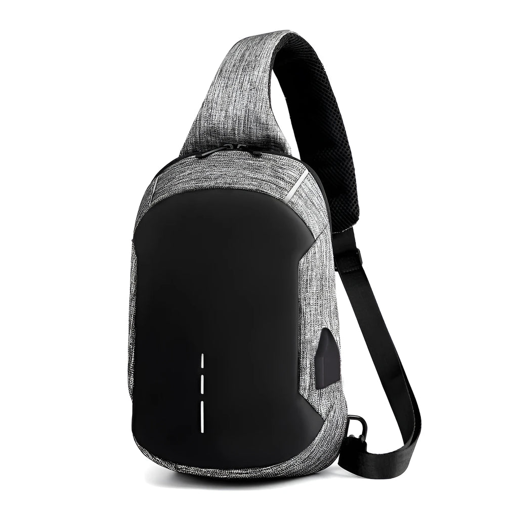 Oxford cloth waterproof chest bag in dark blue with zip opening and cross-body strap