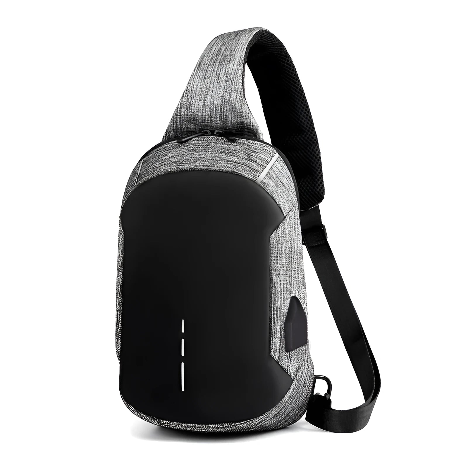 Oxford cloth waterproof chest bag in dark blue with zip opening and cross-body strap