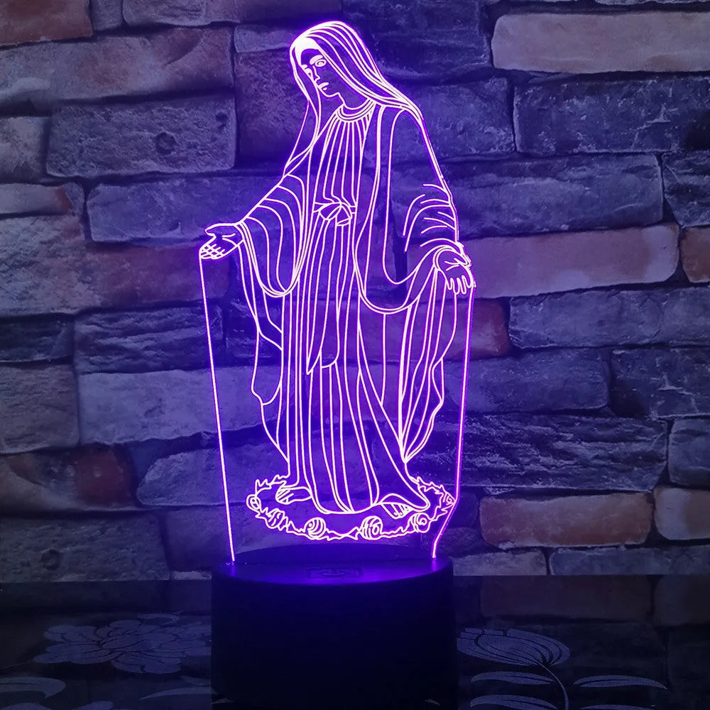 3D LED night light showing laser engraved acrylic plate with dual-ring pattern on ABS base with touch controls