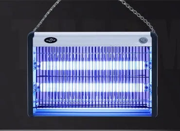 White electric mosquito killing lamp with UV light and metal grid for indoor insect control