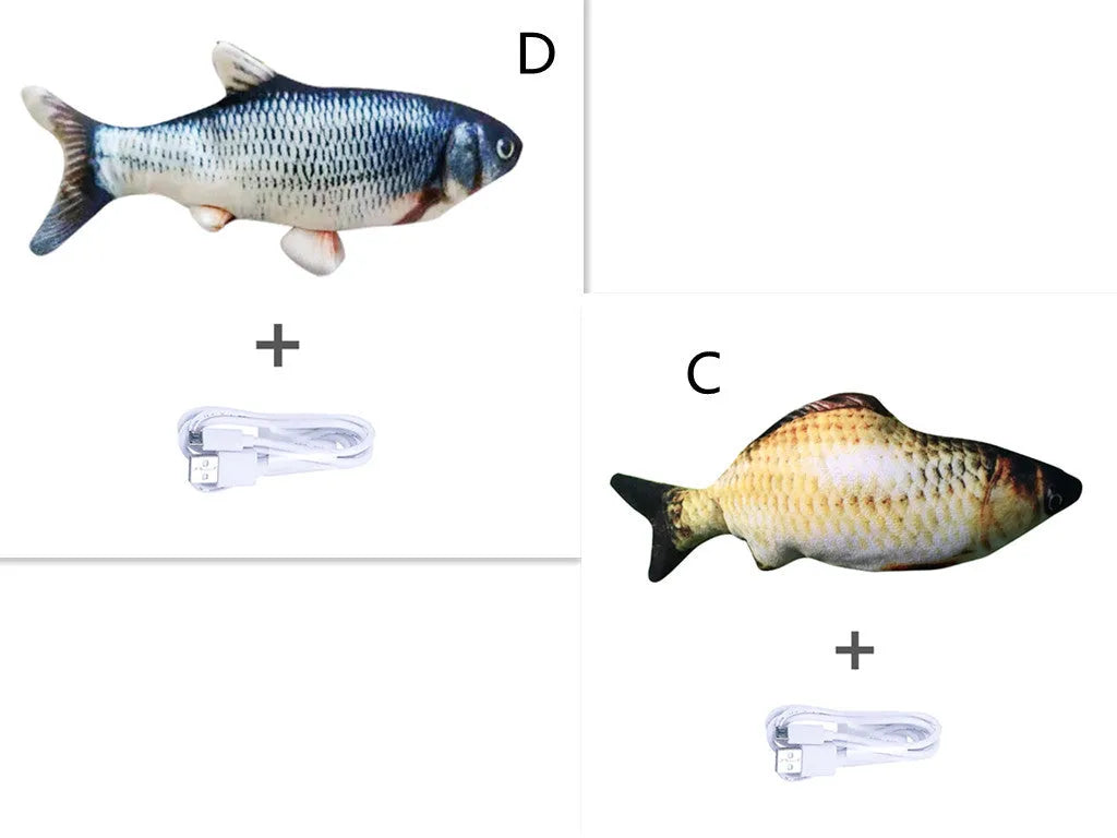 USB rechargeable electric jumping fish cat toy without catnip, 30cm multicolour electronic pet toy
