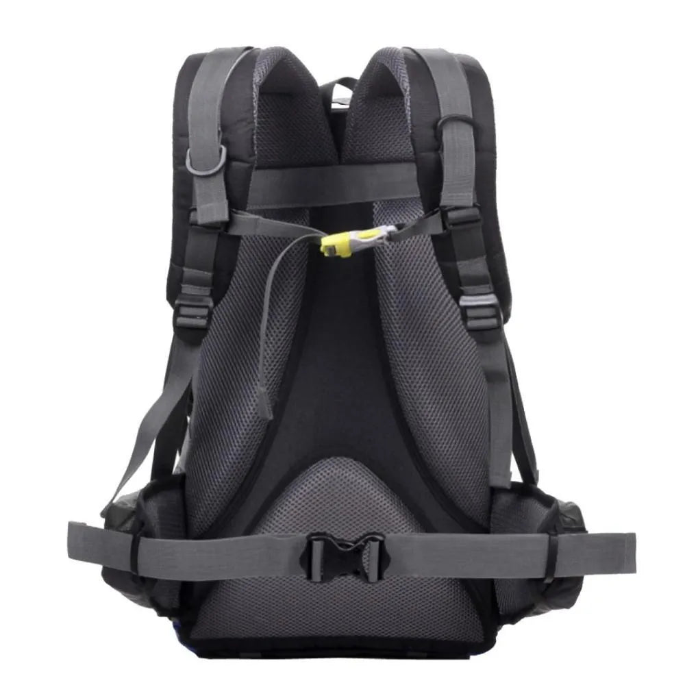 Polyester sports backpack in green showing 32cm width and 50cm height dimensions