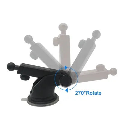 Universal telescopic car phone holder with adjustable long arm on a dashboard.
