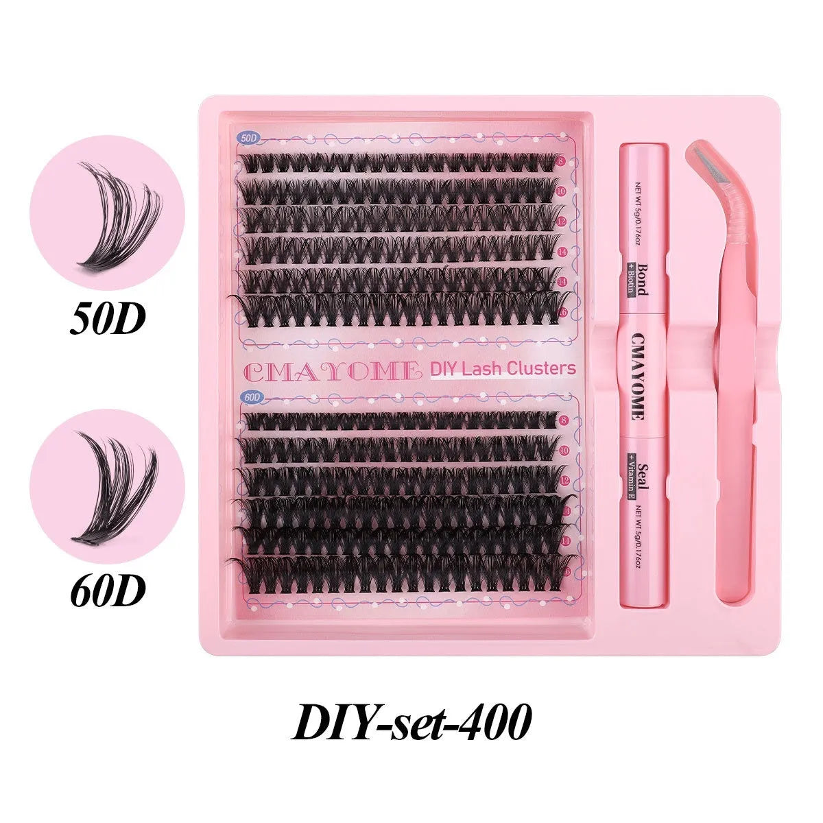 DIY single cluster false eyelashes set for individual application with artificial fibre construction