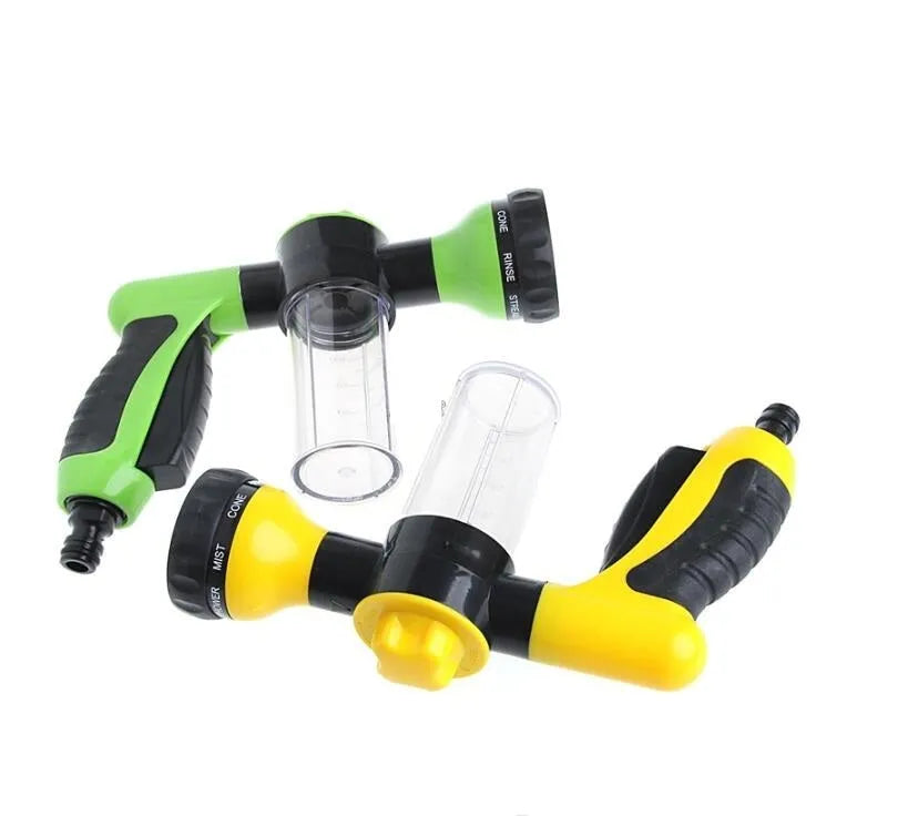 Green high pressure foam spray gun with adjustable nozzle for car washing and garden watering