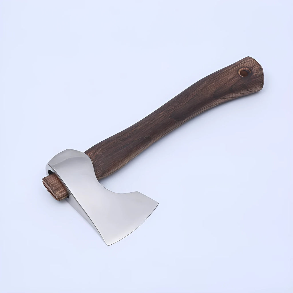 Camping axe with wooden handle and high carbon steel head, 250mm length