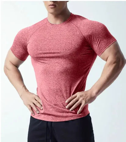 Men's quick-dry stretch polyester t-shirt in black, grey, green or pink colours