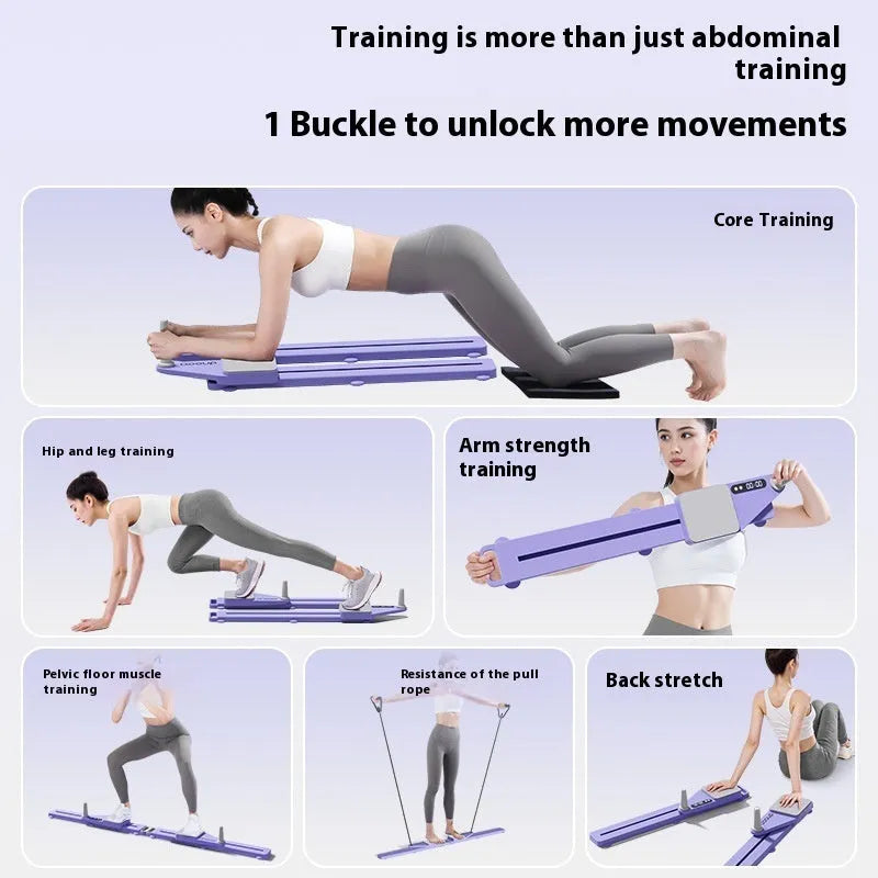 Purple multifunctional split ski machine trainer with PP plastic frame and supine board function