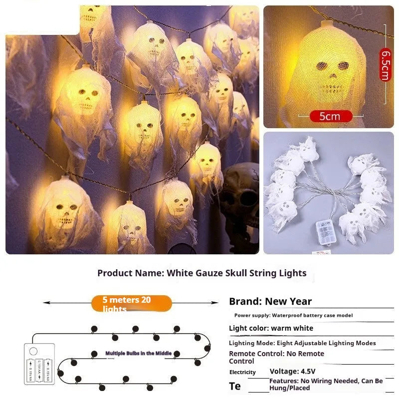 Halloween coloured battery-powered LED string lights for indoor wall decoration