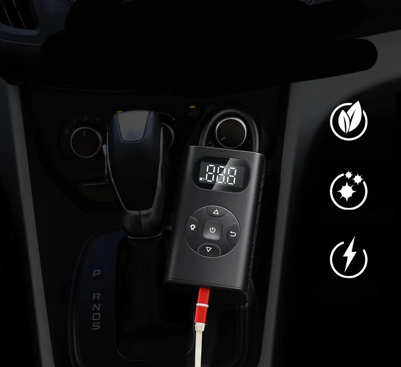 Black aviation aluminium alloy portable power bank tyre inflator with digital display and air hose