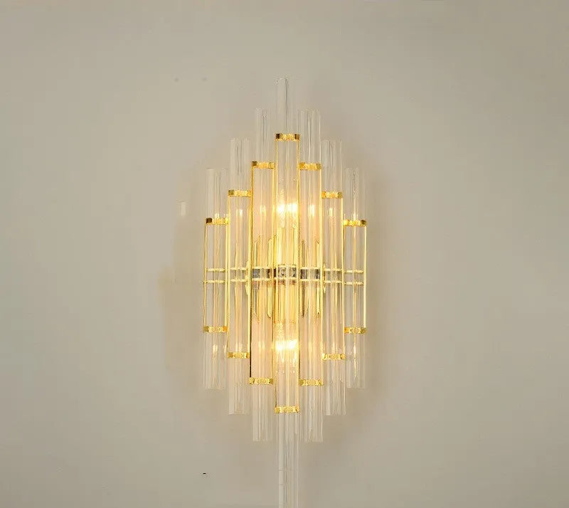 Modern crystal wall lamp in light luxury style with metal finish options
