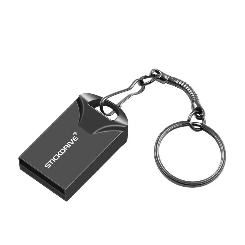 Metal USB flash drive with necklace chain in black and silver colour options