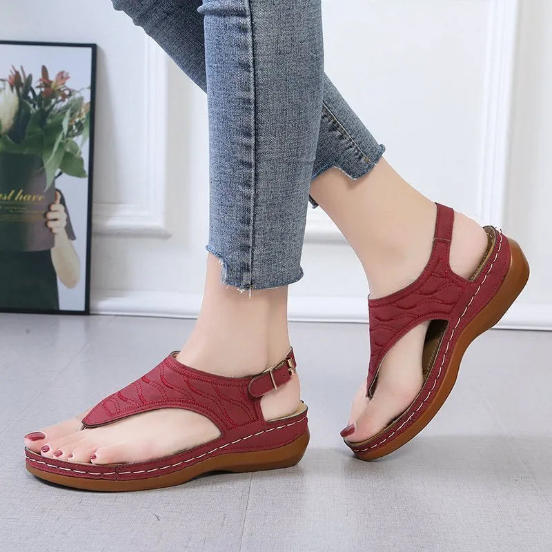 Women's wedge heel sandals with adjustable back strap in five colour options