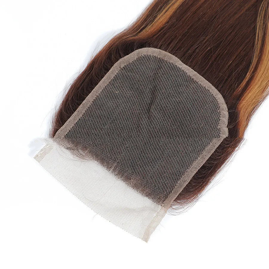 Hand-woven human hair wig piece long straight side bangs natural look 8A colour