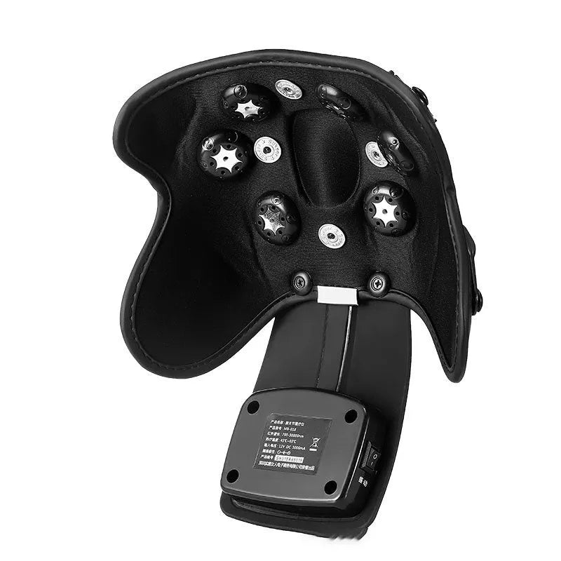 Knee massager host unit with infrared heat function, adjustable temperature control, and included knee pads and shoulder pads.