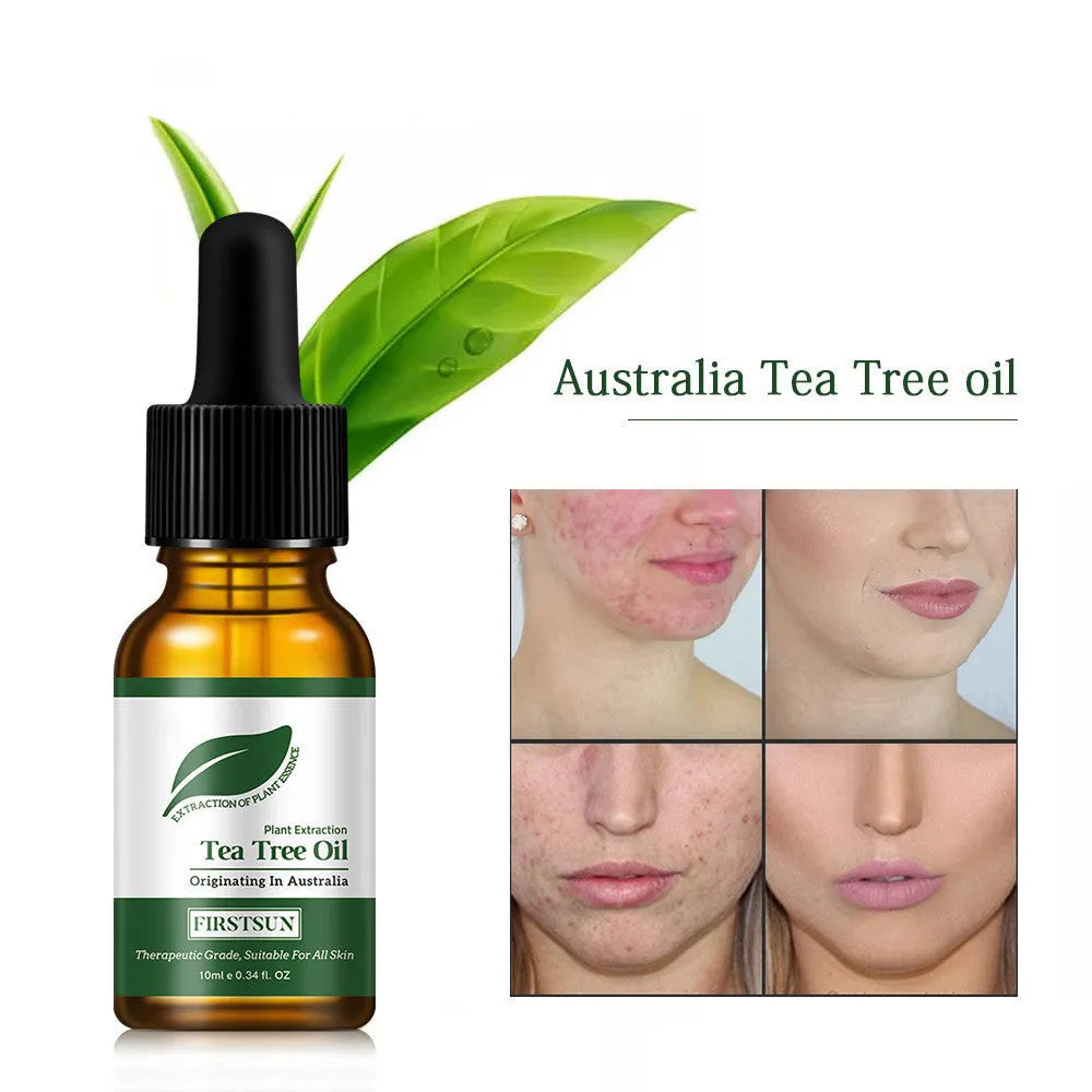 Firstsun tea tree essential oil 10ml bottle with pure natural ingredient for face and body care