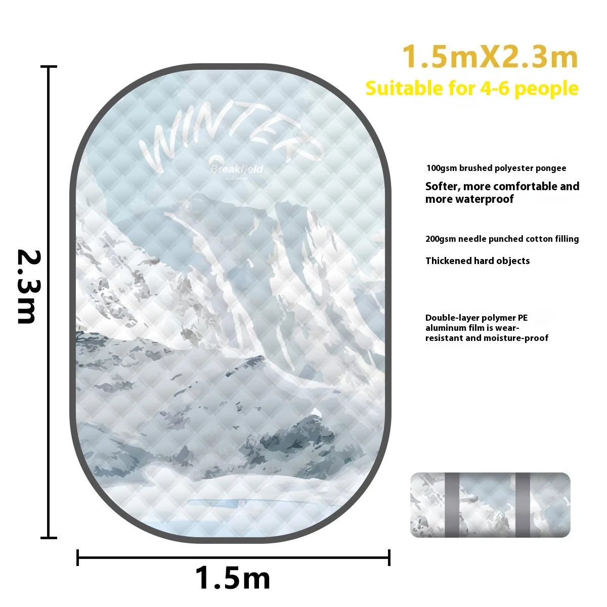 Waterproof ultrasonic thickening picnic mat in Four Seasons Series colour showing brushed fabric texture