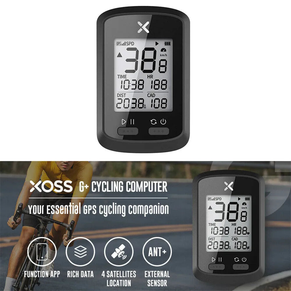 Black plastic waterproof bicycle stopwatch with digital display for cycling timing