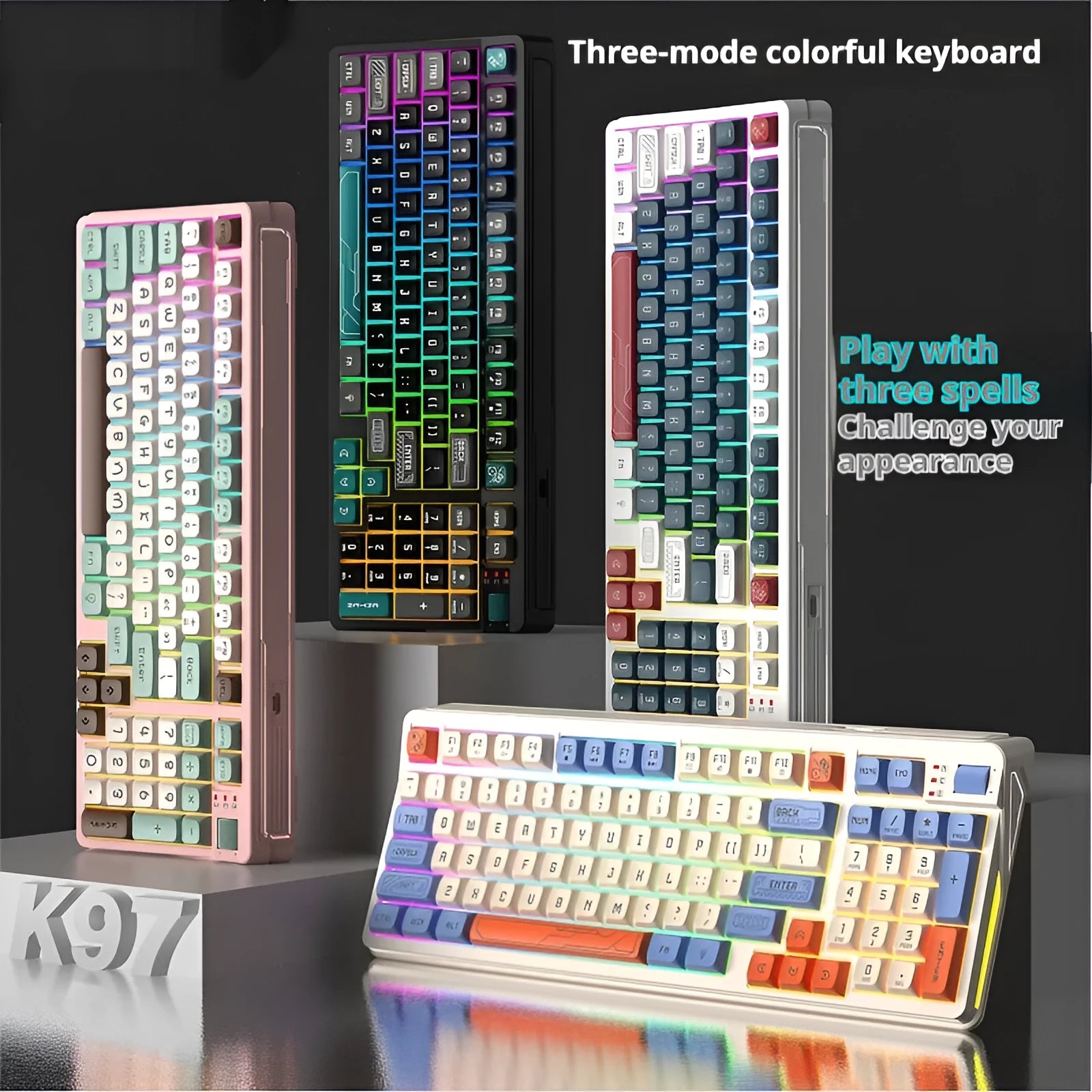USB desktop keyboard with luminous backlit keys in a black and green colour combination.