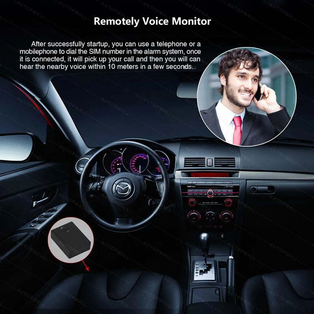 Black N9 mini X009 GPS car alarm tracker unit with SIM card slot