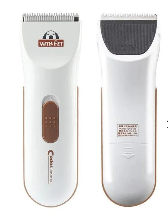 White electric pet clipper with ceramic blade for grooming dogs and cats