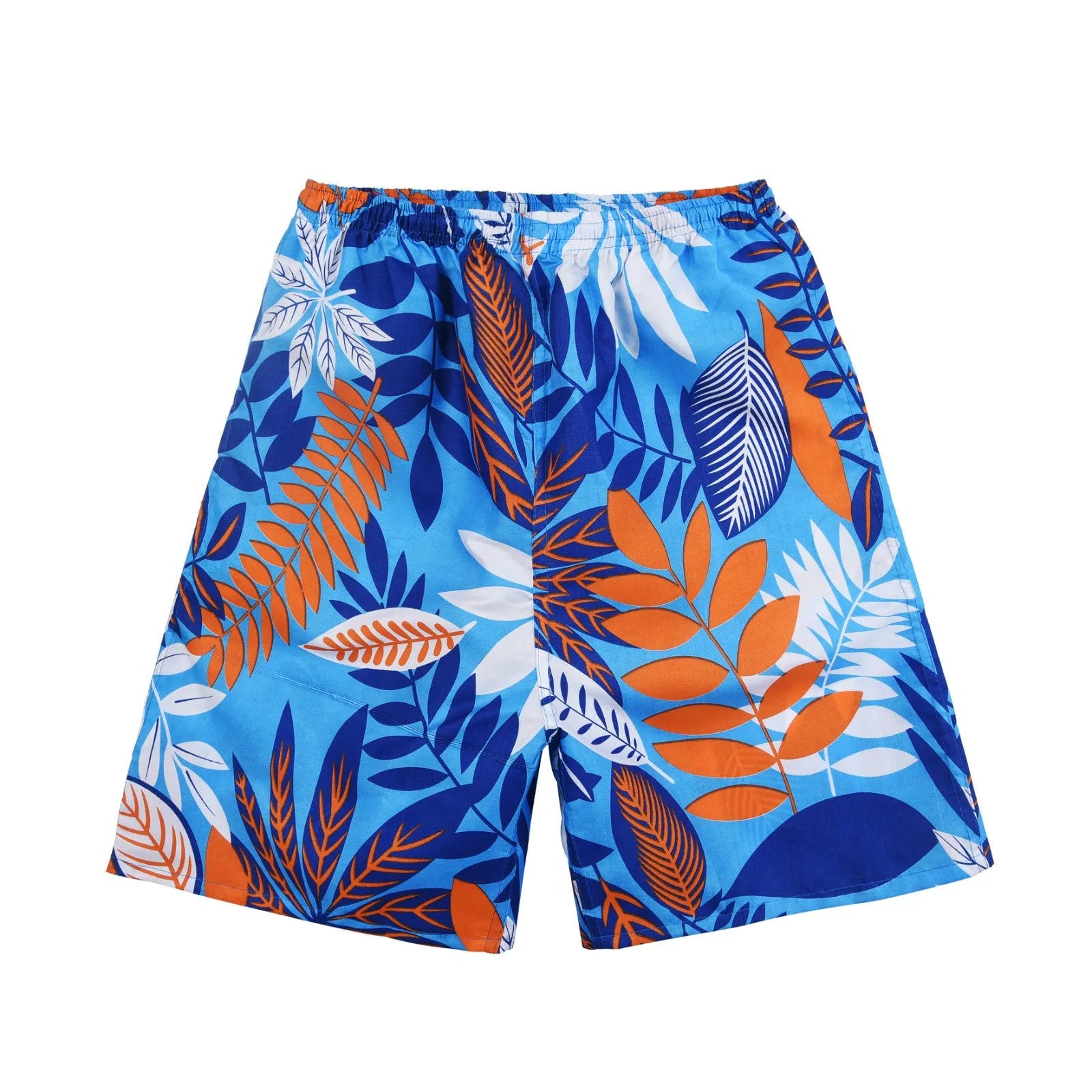 Men's floral printed swimming trunks with five-point design in quick-dry polyester material