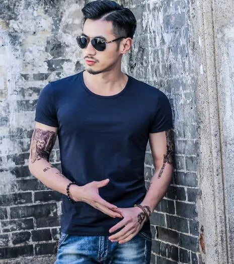 Men's summer t-shirt in bamboo and polyester blend fabric available in multiple colours