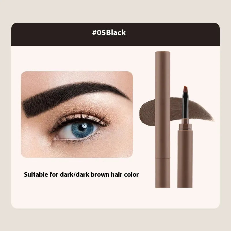 Double-headed eyebrow cream for shaping and colouring, shown in five shade options.