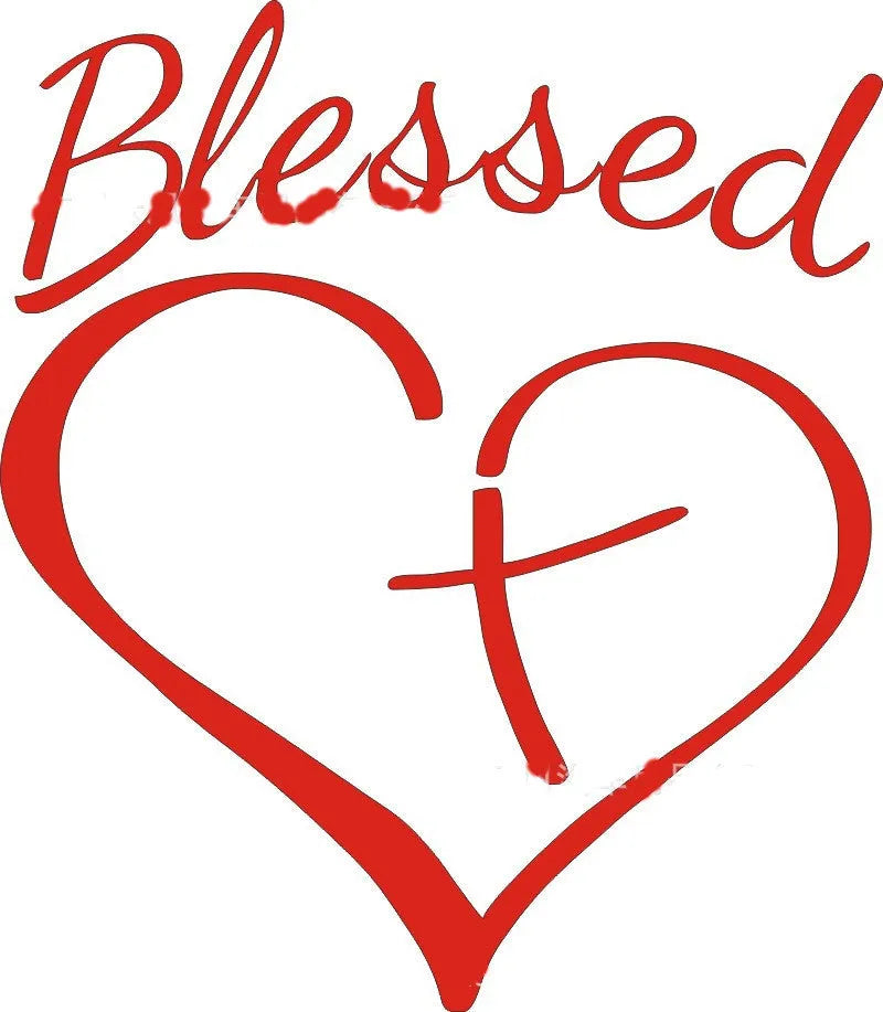 Faith Hope Love heart-shaped wall sticker in red colour on a white background.