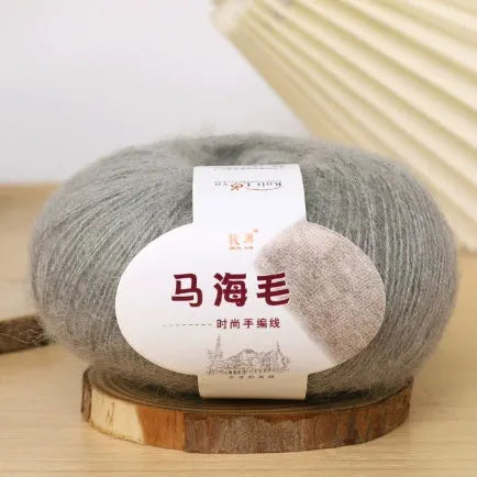 Hand-woven mohair wool ball for DIY scarf knitting projects in multiple colour options
