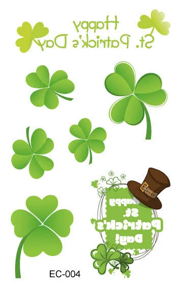 St. Patrick's Day clover design temporary tattoo sticker measuring 120×75mm
