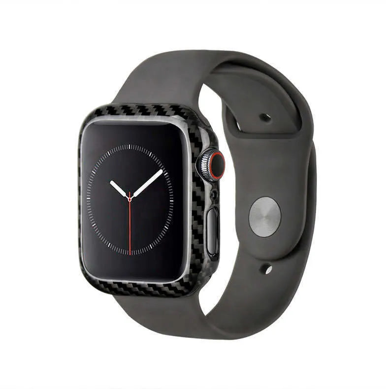 Carbon fibre protective case for Apple Watch 4 in 44mm size showing ultra-thin half wrap design
