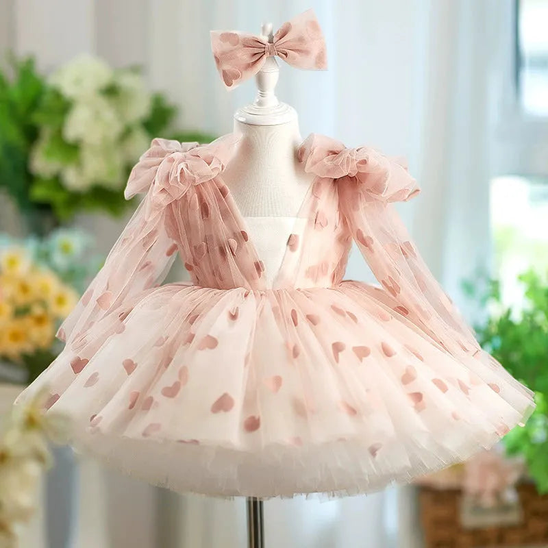 Purple gauzy tutu princess dress with bow detail for girls height 80-160cm