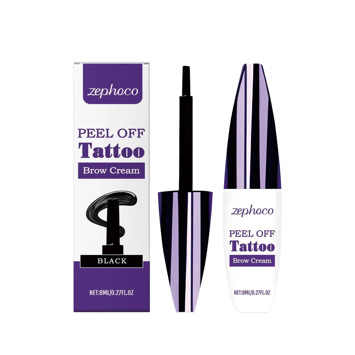 Liquid eyebrow pencil in black, brown and light brown shades for brow definition.