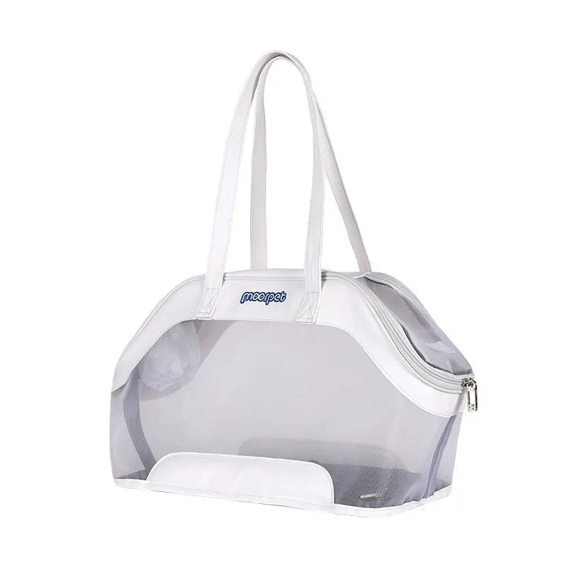 MOORPET leather cat outing carry bag with 25 litre capacity in Milan White colour