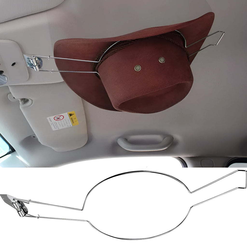 Brown car hat stand with visible chrome-plated metal interior support structure on a dashboard.