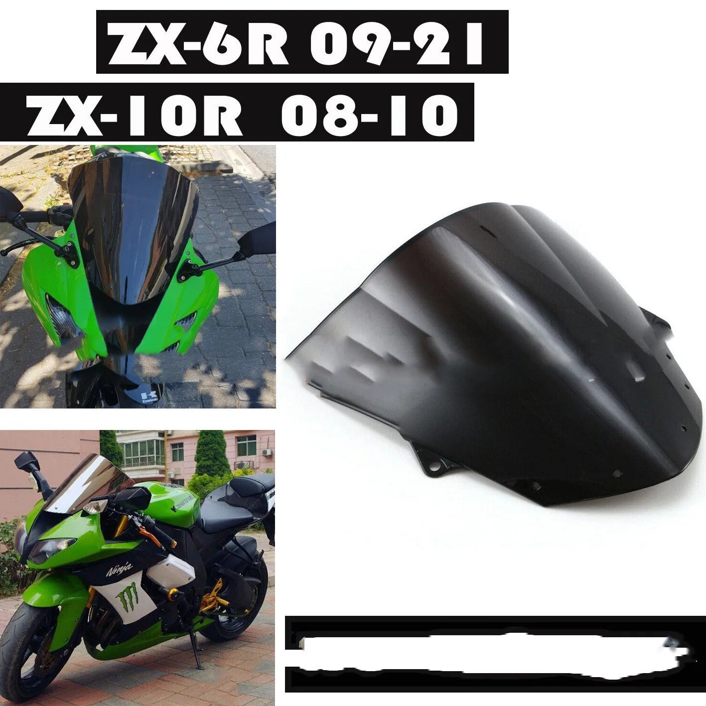 Kawasaki motorcycle replacement windscreen in blue or brown tint for ZX-6R and ZX-10R models